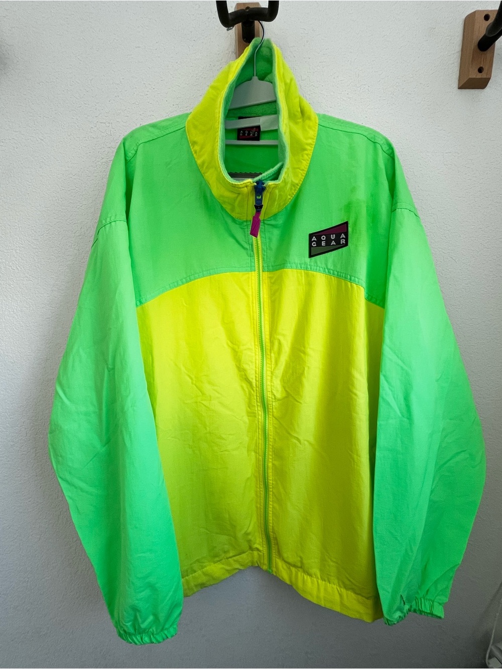 Nike Men's Neon Green and Yellow Colorblock Windbreaker Jacket